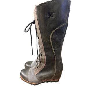 Sorel Joan of Arctic Knee High Wedge Lace Up Boot Women size 10